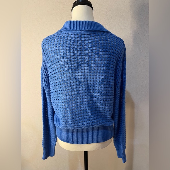 RETROD Knitted Polo V-neck Sweater Blue SZ Medium New With Tags - Picture 5 of 10